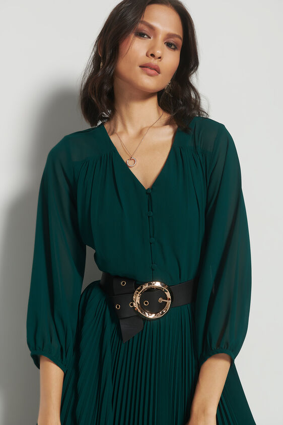 Pleated Poetry Dress, Green, image 6